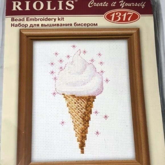 Cross Stitch Kit Zweigart Riolis Ice Cream Cone Bead Embroidery #1317 - Picture 8 of 10